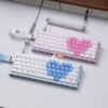 Couples keyboard Wooting60he+ fully modified magnetic switch, blue color + pink crystal heart design