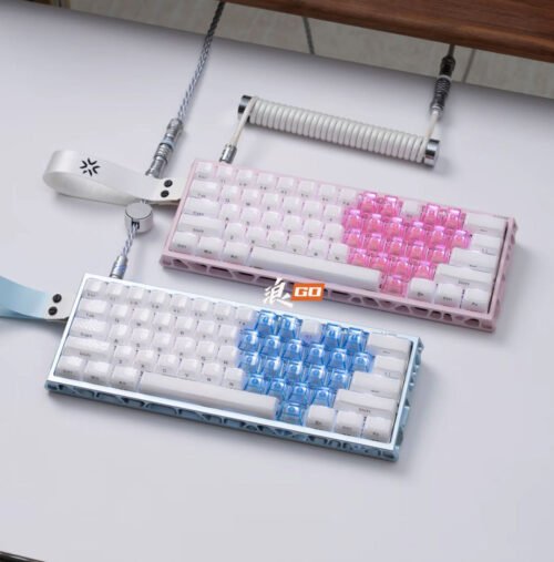 微信图片_20250922141716 Couples keyboard Wooting60he+ fully modified magnetic switch, blue color + pink crystal heart design