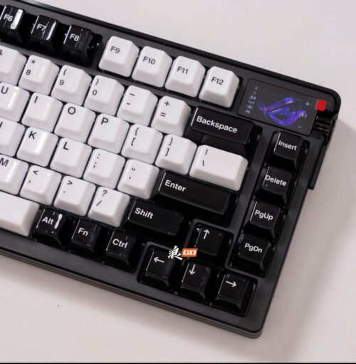 ROG Night Demon Extreme Fully Modified Custom Mechanical Keyboard, Black and White Ceramic Finish